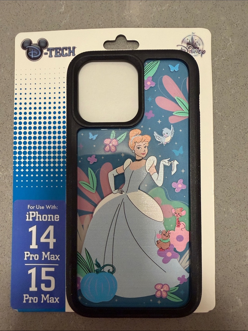 Disney Parks Cinderella Floral Blue/Pink iPhone 14/15 Pro Max Case